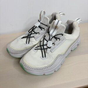 On Running White and Light Green  Sneakers